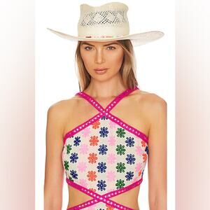 Gladys Tamez Millinery Bella Straw Cowboy Hat Beaded Band Natural
